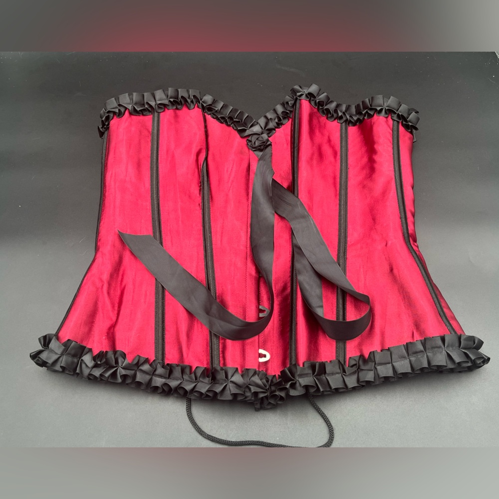 Love Sick Red and Black Satin Corset Size L/XL